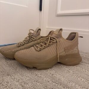 Steve Madden Maxima Tan Women's Sparkly Sneakers Size 9